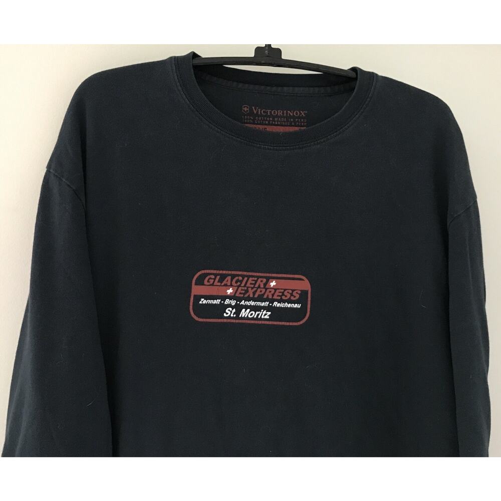 Switzerland Glacier Express Train St Moriz Helvetica Black Graphic Shirt L 44"